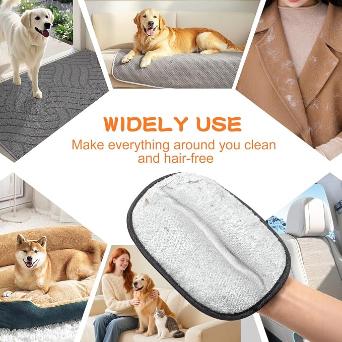 Pet Hair Removal Glove for Cats & Dogs 2PCS, 2-Pack