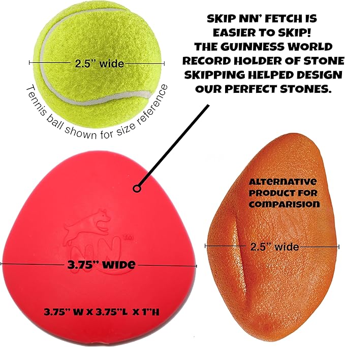 Skip NN' Fetch Large Floating Dog Toys Qty 2 | Stone Skipping Meets Fetch | Fun for Swimming Pool, Lake, Beach, and Land | Perfect Floating Water Toys for Large Dogs