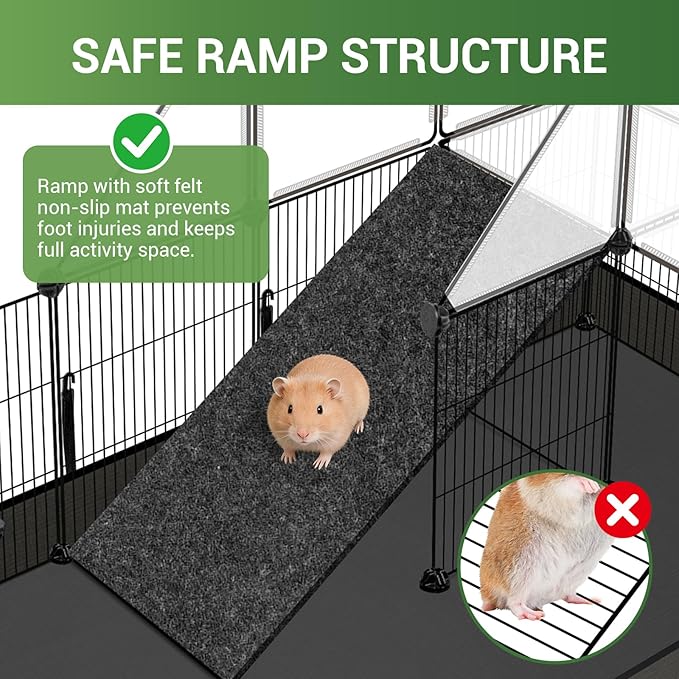 VISCOO Upgraded 28 Panels Guinea Pig Cages, 48" x 24" x 28" DIY Small Animal Playpen with Waterproof Mat, Portable Metal Rabbit Bunny Cage, C&C Cage for Guinea Pigs, Hamsters/Bunny playpen
