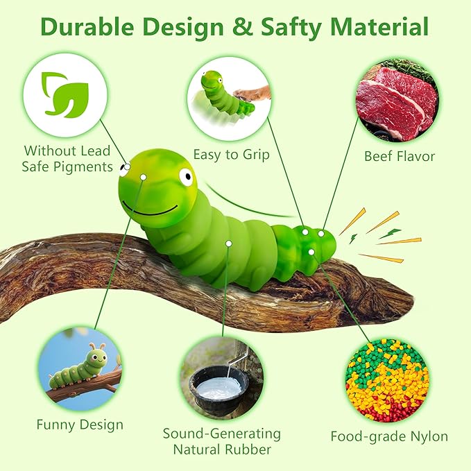 Indestructible Dog Toys for Aggressive Chewers, Tough Toy | Chew Toys for Large and Medium Dogs, Squeaky Rubber & Beef-Flavored Nylon, Dental Care, Boredom & Anxiety Relief