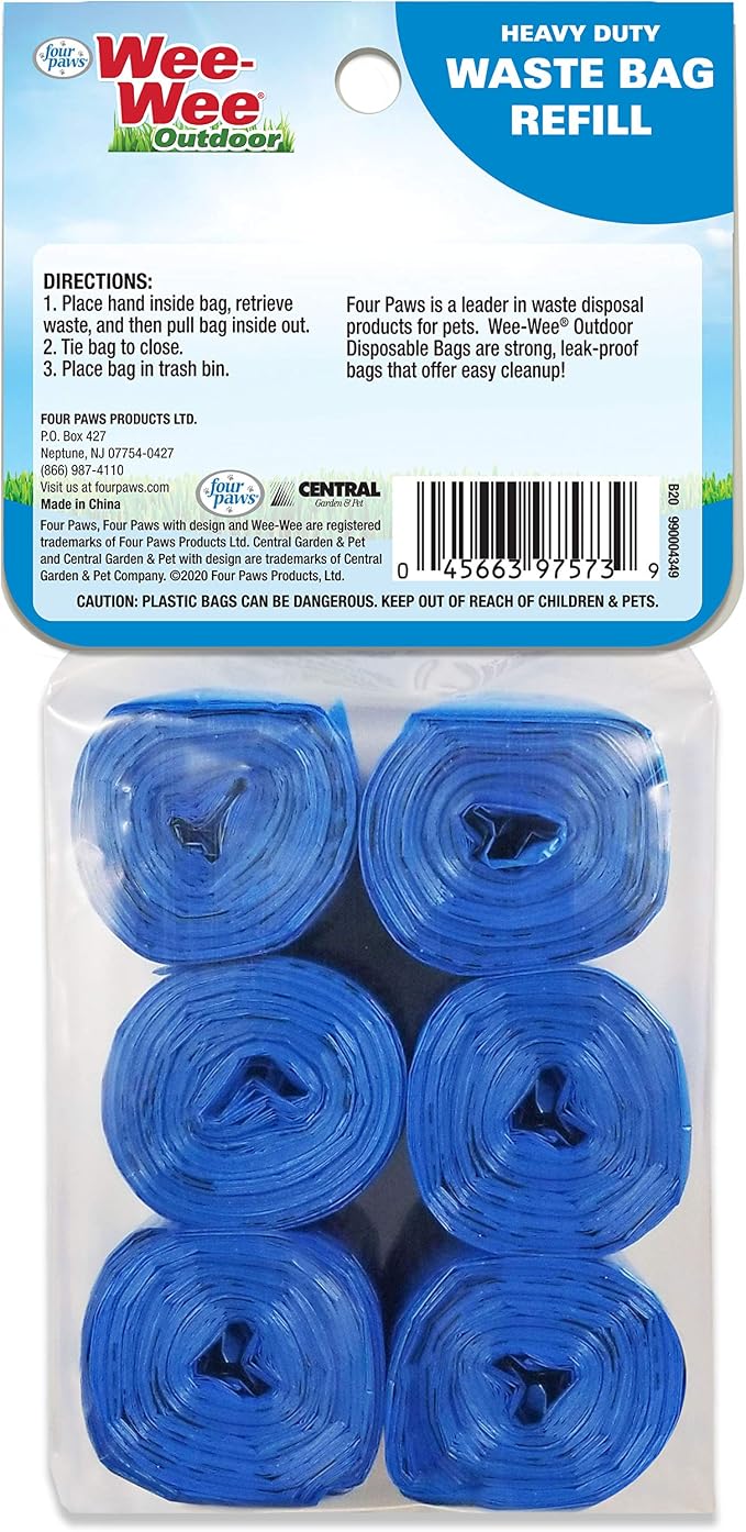 Four Paws Wee-Wee Outdoor Heavy Duty Dog Waste Bags Refill Rolls (90 Count)