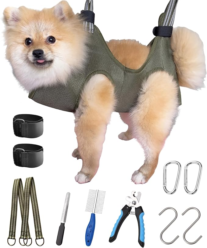 10-in-1 Dog Pet Grooming Hammock Harness with Nail Clippers
