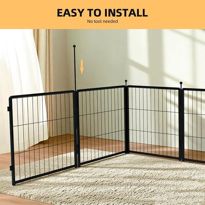 Rustproof Dog Playpen, 24in 4 Panels, Black