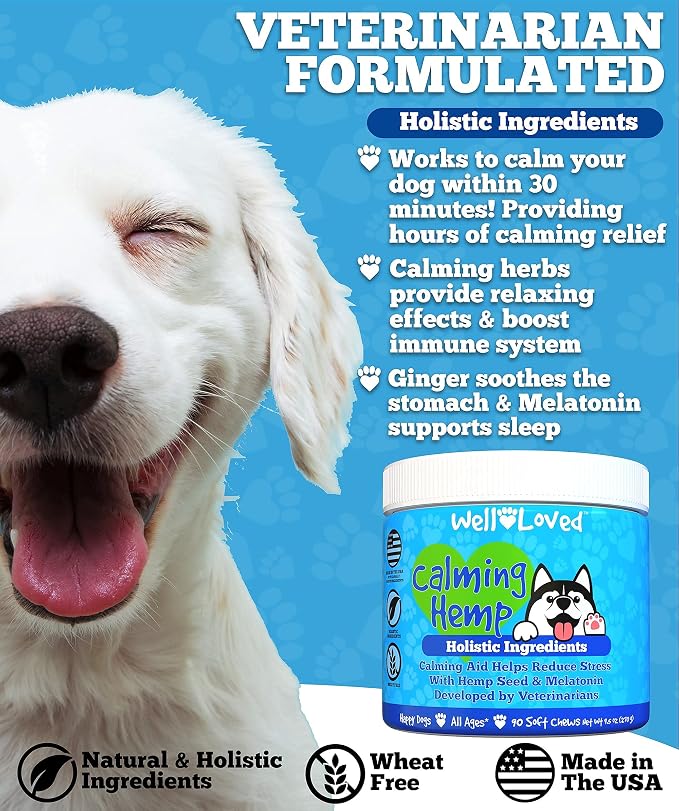 Well Loved Calming Chews for Dogs + Glucosamine for Dogs Hip and Joint Supplement, Vet Developed, Made in The USA, Natural Ingredients