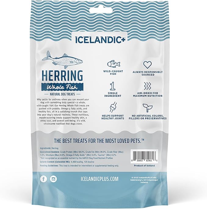 Icelandic+ Whole Fish Herring Dog Treats - Wild-Caught, 3oz