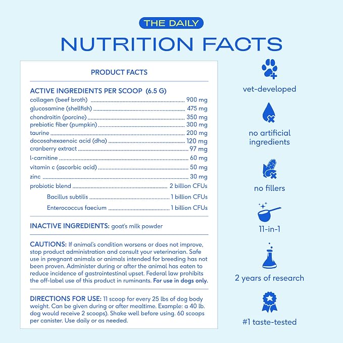 Native Pet The Daily Dog Supplement (60 Scoops) & Salmon Oil for Dogs & Cats (8 Oz) - 11 in 1 Multivitamin & Pure Omega-3 Fish Oil Supplement for Skin & Coat, Joint, Heart Health & Anti-Inflammatory
