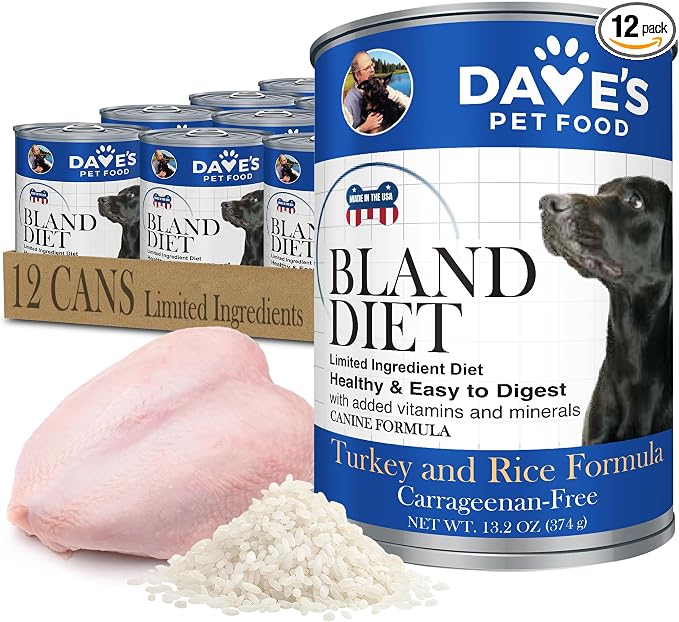 Dave's Pet Food Bland Diet Dog Food, Turkey & Rice, 13.2 oz, 12 pk