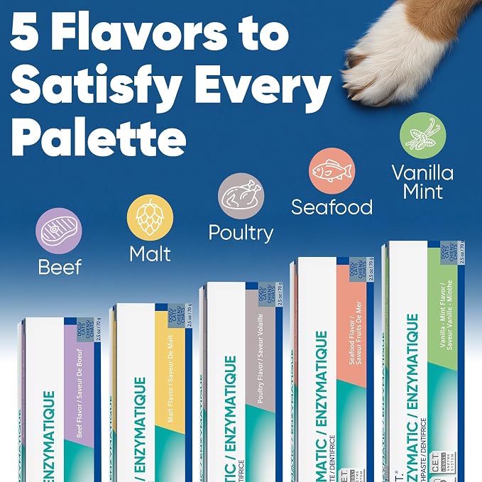 C.E.T. Enzymatic Toothpaste for Dogs and Cats, Seafood, 2.5oz | Plaque and tartar control for fresh breath, pet dental care toothpaste, Dual enzyme system, seafood flavored toothpaste