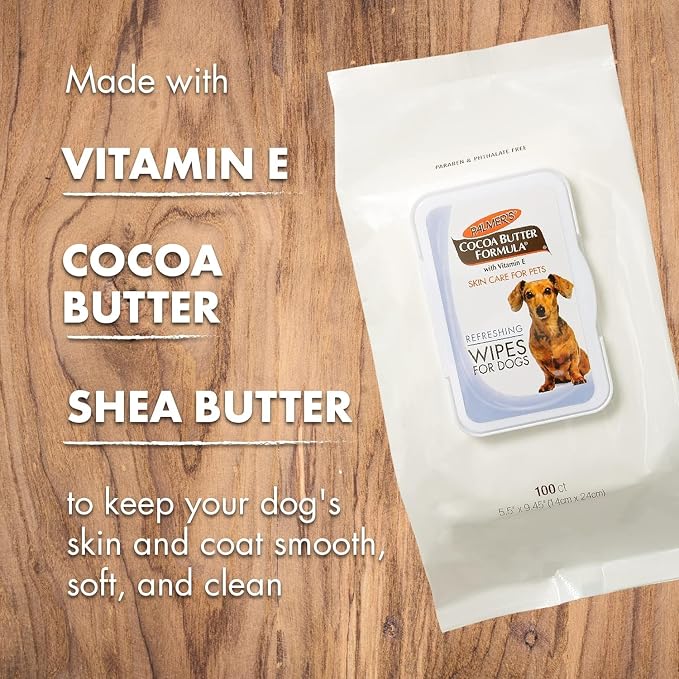 Palmer's for Pets Cocoa Butter Grooming Wipes, 100 Count (3 Pack)