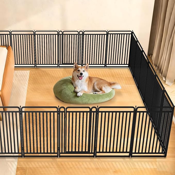 New Thickened Version Dog Playpen, 43 Inch Dog Fences for The Yard, Portable Outdoor Dog Playpen for Large/Medium/Small Dogs, Foldable Metal Dog playpen, with Doors (8 Panels, 43 Inch)
