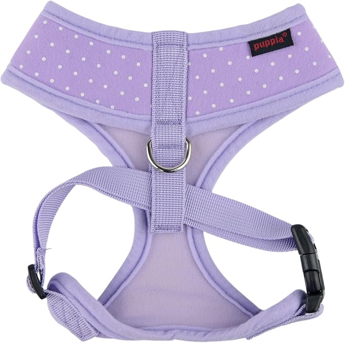 Puppia Dotty Dog Harness A (Over-the-Head) Fashionable Polka Dot Pattern Spring Summer Harness for Small Dogs, Violet, Medium