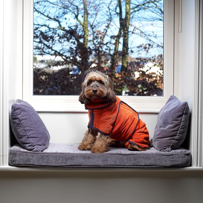 Lucky Pooch® Dog Robe - Luxurious Dog Bathrobe - Ultra Absorbent Dries Your Dogs in Minutes! Double-Layer, Super Soft Towel and Bath Robe All in One (XXL, Amber)