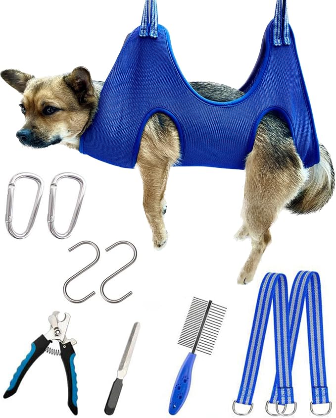 Kkiimatt 10-in-1 Dog Grooming Hammock - S/Under 30lb Blue