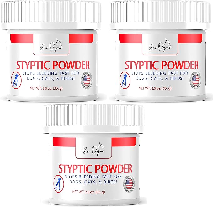 Evo Dyne Styptic Powder 3-Pack 2 oz for Dogs, Cats & Birds
