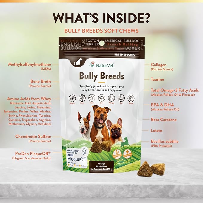 NaturVet Breed Specific Multivitamin for Bully Breed Dogs | 50 Soft Chews