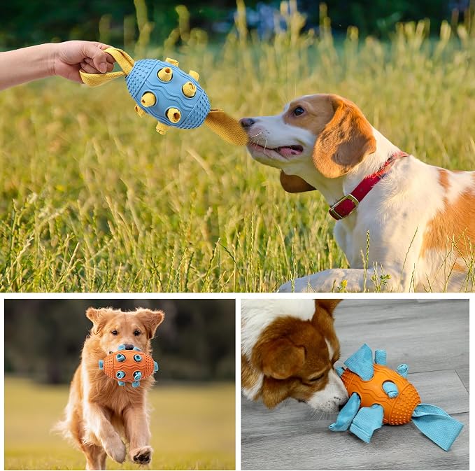 Interactive Dog Toy, Food Dispensing Puzzle Toy for Boredom Relief (Orange) | Designed with a Textured Rubber Surface and Multiple Openings for Treats or Kibble, Training Activities and Chew