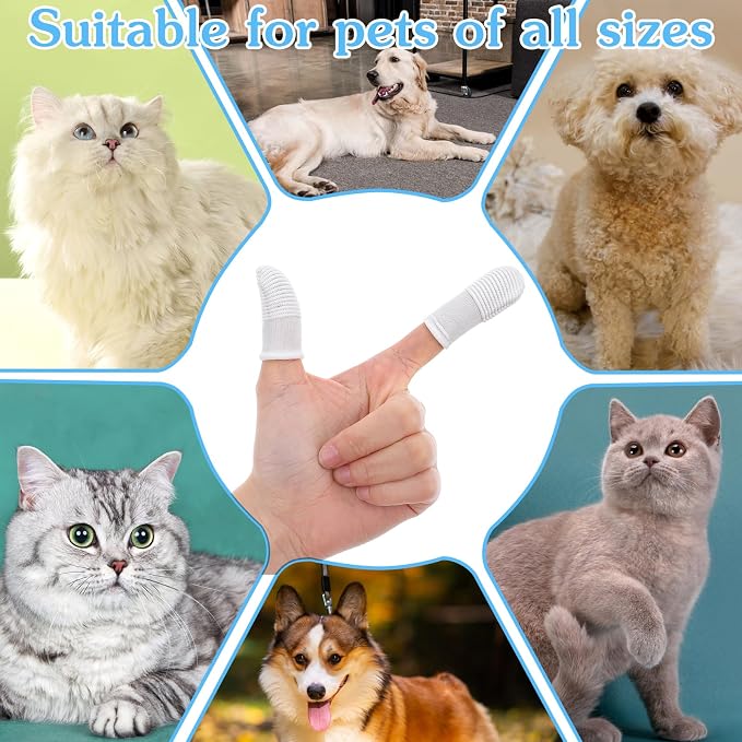 CIATBYYJ 30Pcs Dog Toothbrush Finger, Soft Fabric Finger Toothbrush for Dogs Cats, Washable & Reusable Cat Teeth Cleaning Wipes Toothbrushes Fingers Dental Wipes Care Remove Stain