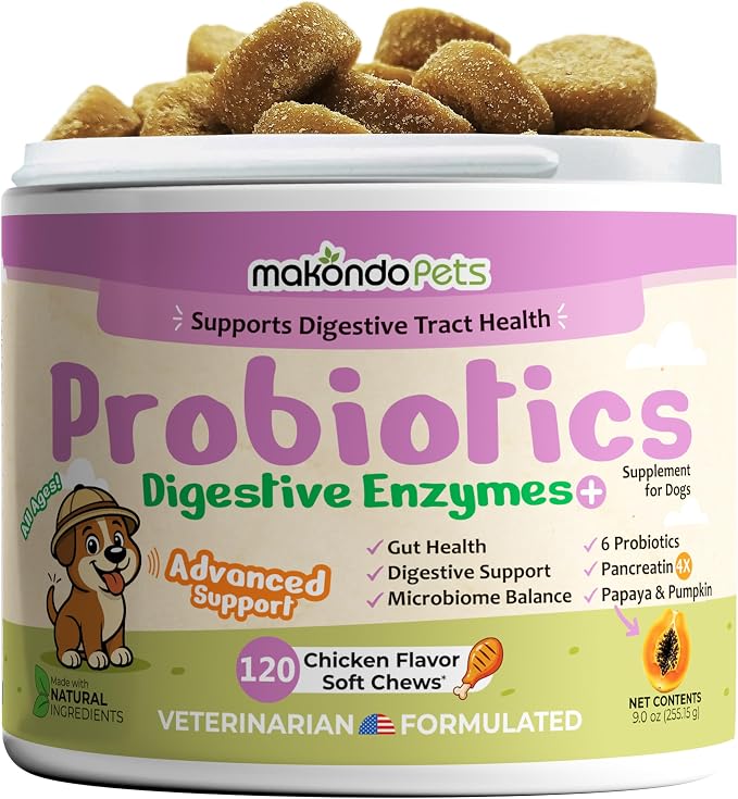 Dog Probiotics with Digestive Enzymes, Allergy Relief. 120 Soft Chews