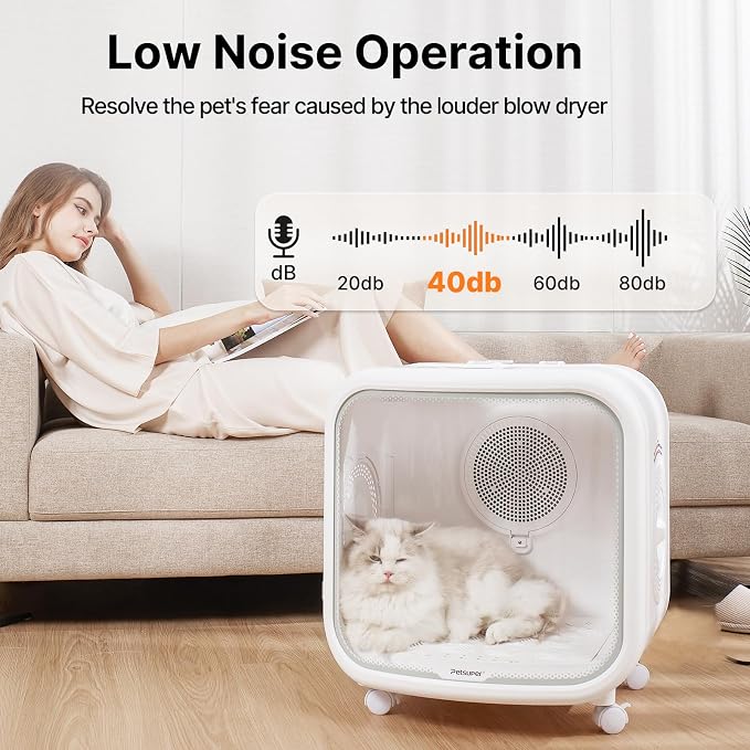 75L Large Automatic Pet Dryer Box for Cats & Small Dogs - App-Controlled, Ultra-Quiet Hands-Free Drying with Smart Safe Temperature & Overheat Protection - Ideal for Multi-Pet Homes