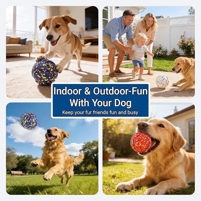 Mankoda Durable Dog Toy Ball, 5" Big Ball for Aggressive Chewers - Red | Hollow Design, Bouncing & Lightweight, ETPU Non-Toxic Chewing, Built-in Bell, Dog Herding Toy for Medium / Large Dogs