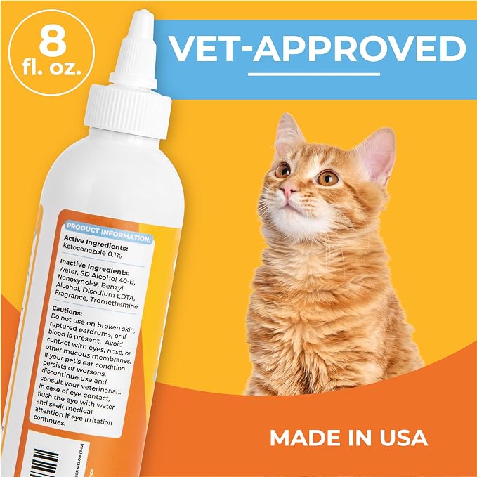 Paw Science Dog Ear Cleaner - Cat & Dog Ear Infection Treatment - Medicated Pet Ear Wash, Flush, and Cleaning Solution for Dogs and Cats - Remedy for Itchy Yeast Relief