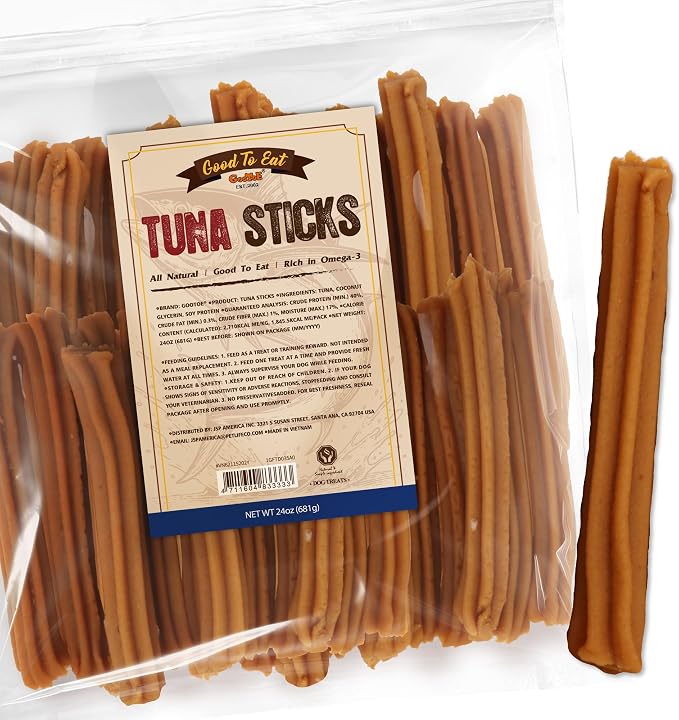 Gootoe Fish Dog Treats, High Protein, Tuna Sticks, Grain Free, 24 oz