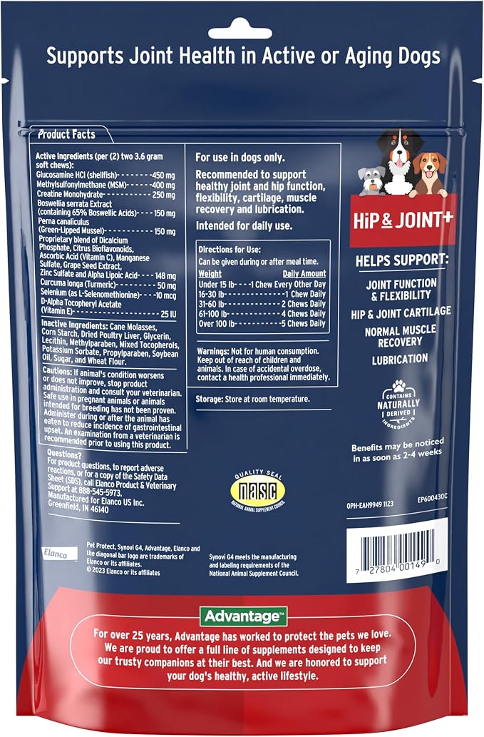 Pet Protect Hip & Joint+ Supplement for Dogs, Chicken Flavor 240ct