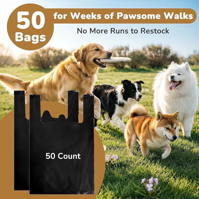 Dog Poop Bags Compatible with Arm and Hammer, 50 Count | Pooper Scooper Bags Fit for Swivel Bin & Rake Dog Pooper Scooper, Thick Pet Waste Bags, With Handles, Disposable
