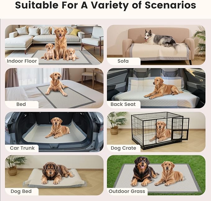 Gardner Pet 5XL Puppy Pads Extra Large, 37"x54" Super Absorbent & Leak-Proof Dog Pads, Nop-Slip Bottom Disposable Potty Training Pee Pads for Dogs Cats, 80 Count Grey