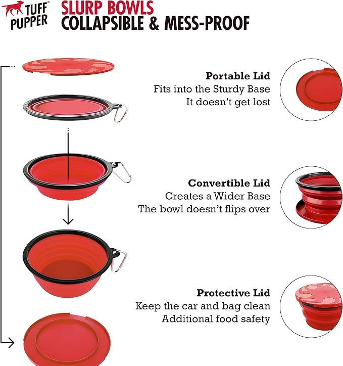 Tuff Pupper SuperBigSlurp Collapsible Dog Bowl, Extra Large