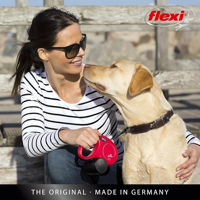 FLEXI - New Classic L Strap - Comfortable Brake System - Reflective Components - Adaptable to LED - Extendable Multi Box - 5 m - for Dogs up to 25 kg