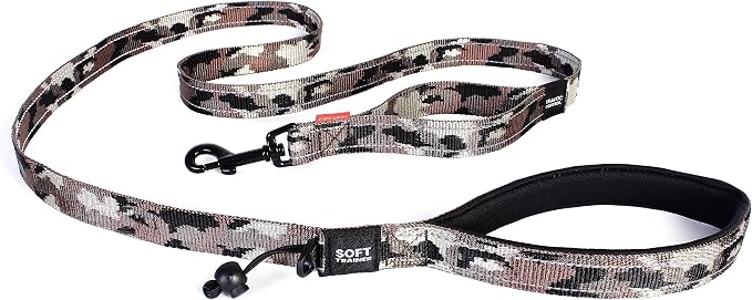 EzyDog Soft Trainer Dog Leash, 6 ft. Leash - 72”, Green Camo | Traffic Control Handle, Ideal for Dogs over 26 lbs., 1" Wide Soft Touch Webbing, Reflective Stitching, Accessory Attachment,