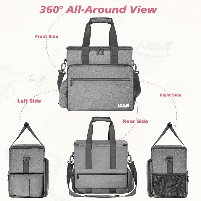 5-Set Dog Travel Bag with Food Containers, Bowls & Placemats, Grey