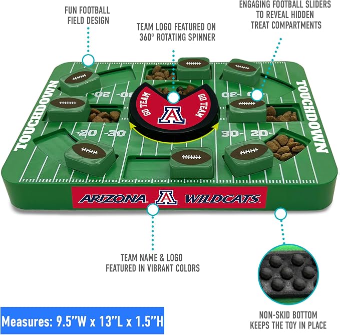 Pets First NCAA University of Arizona Large Puzzle Treat Toy for Dogs - Interactive Slow Feeding Toy, New Large Size