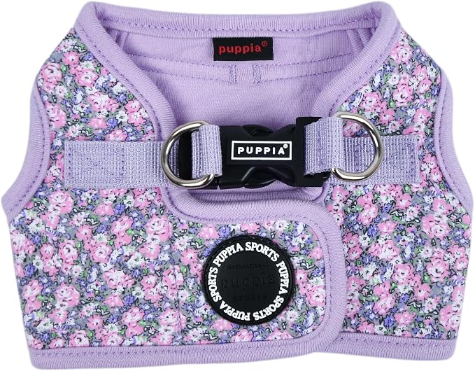 Puppia Kealoha Dog Vest Harness B (Step-in) Fashionable Flower Pattern Spring Summer Harness for Small and Medium Dogs, Violet, Small