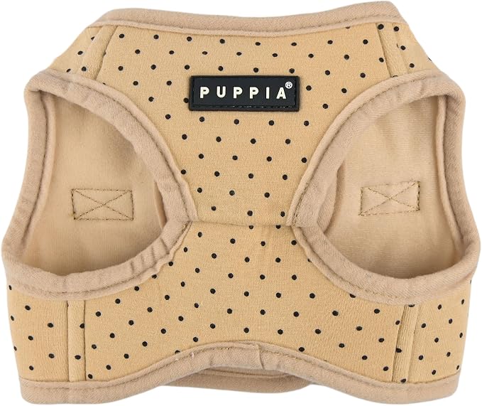 Puppia Dotty Dog Vest Harness B (Step-in) Fashionable Polka Dot Pattern Spring Summer Harness for Small Dogs, Beige, Large
