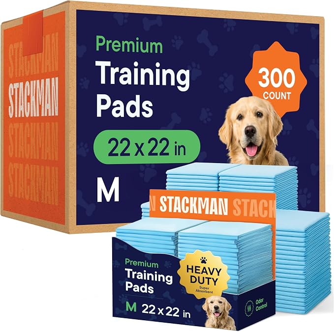 Puppy Pads Pet Pee Pads 22" x 22" [300-Count] Pet Training Disposable Pads, Compact Breed Pad, Leak-Proof, Bulk Case Pack - for Dachshunds, Shih Tzus, Pomeranians, Heavy Duty Surface Protector