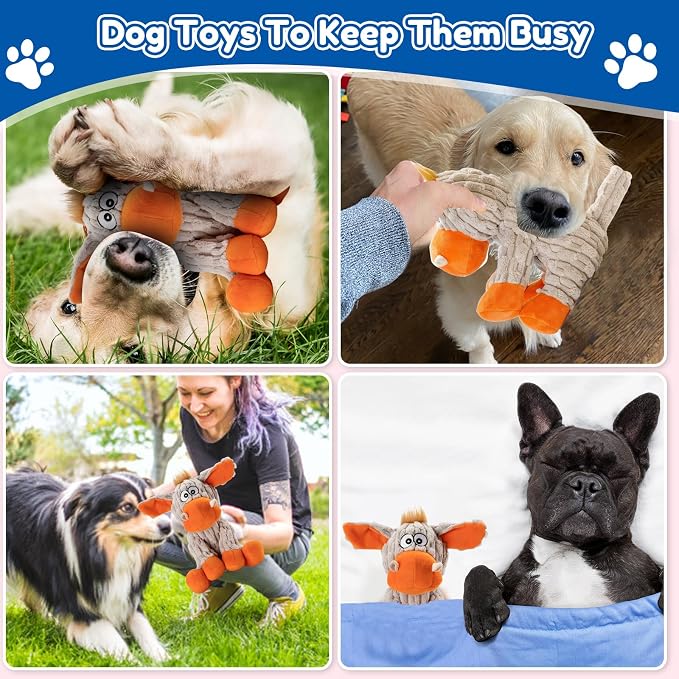 loncoldy Squeaky Dog Toys, Tough Chew Toys for Dogs, Crinkle Interactive Squeaky Stuffed Dog Toy for Small Medium Large Breeds, Plush Dog Toy to Keep Them Busy, Pet Toys for Dogs