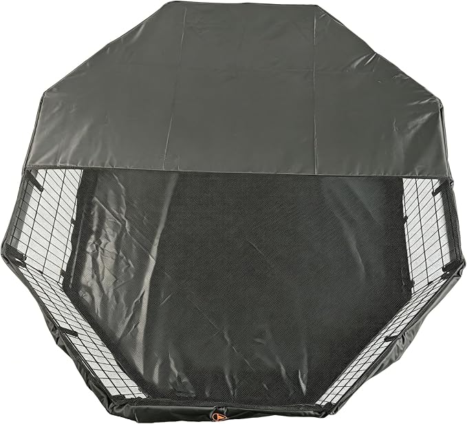 PJYuCien Octagonal Dog Playpen with Top Cover and Bottom Pad - Metal Foldable Exercise Pen, 8 Panels 30" H x 24" W Indoor Outdoor Pet Fence Puppy Crate Kennel, Black