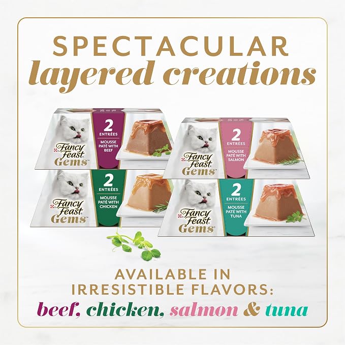 Purina Fancy Feast Gems Wet Cat Food with Beef, 4 oz boxes, 8-Pack