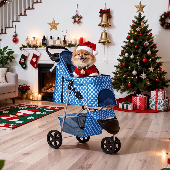 MoNiBloom 3-Wheel Foldable Pet Stroller - Sky Blue