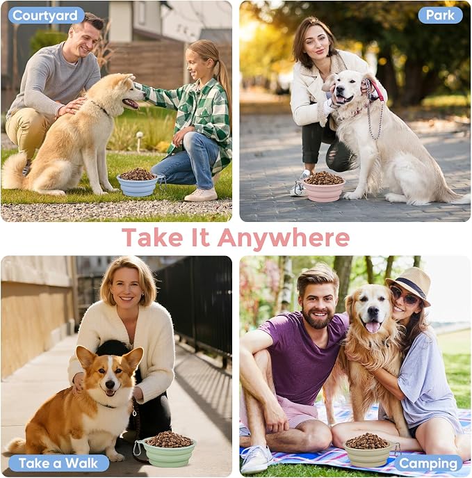 2-Pack Collapsible Dog Bowl, 12oz Silicone