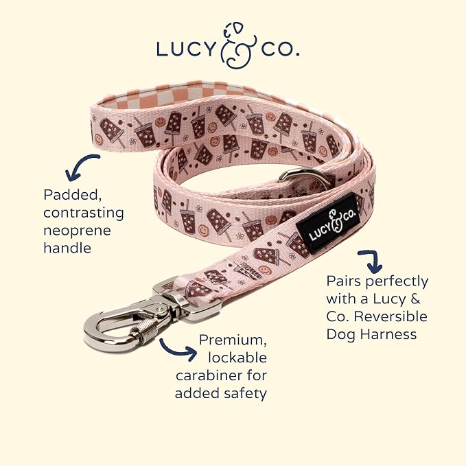 Lucy & Co. - Designer Dog Leash Comfortable Leash Training Product w/Adjustable Chest & Neck Straps - (Large, Tan White Coffee)