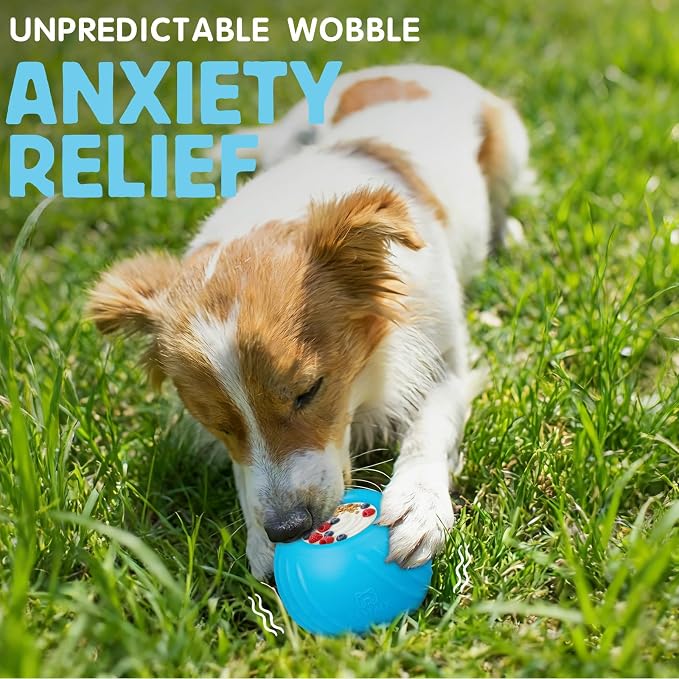 Long-Lasting Dog Lick Toy, Wobbly Dog Enrichment Lick Bowl to Keep Dogs Busy, Interactive Stuffable Dog Treat Feeder for Boredom, Silicone Treat Dispensing Chew Toy(Light Blue,L)