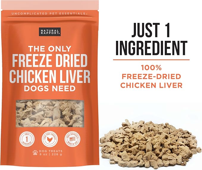 Natural Rapport Freeze-Dried Chicken Liver Treats, Single Ingredient, 8 oz