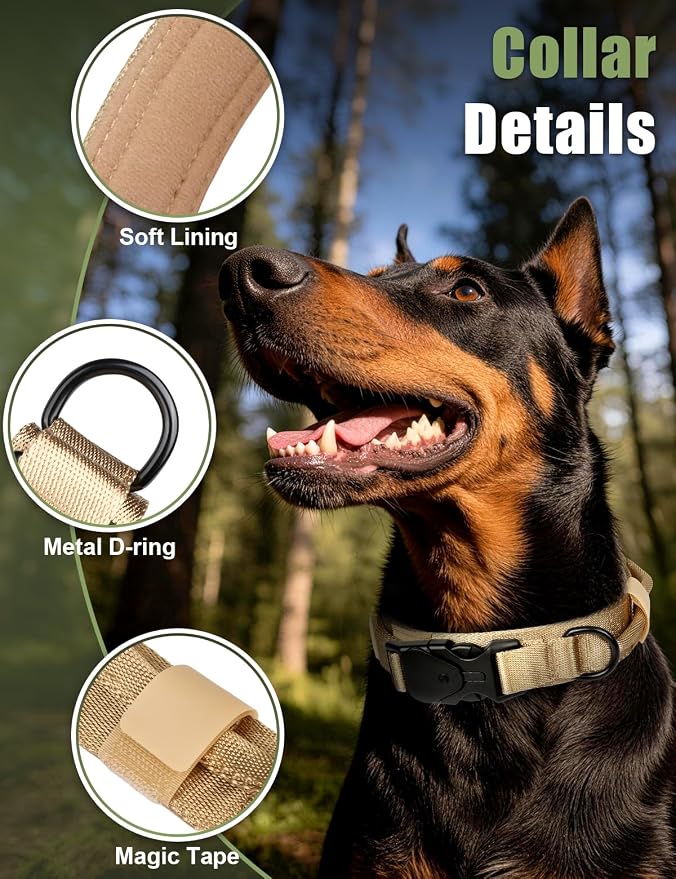 Tactical AirTag Dog Collar, No Monthly Fee Anti-Lost Collar, Only iOS, M | Built-in GPS module, Apple Find My compatible, adjustable fit, durable tactical design, Waterproof, soft padded lining