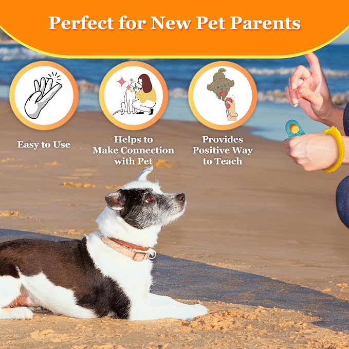 SunGrow Dog Clicker with Wrist Bands, 2 Pack