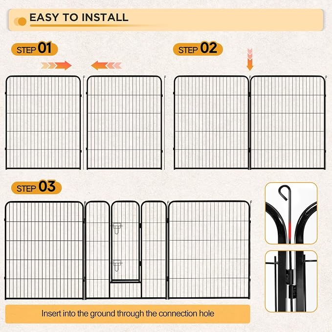 BestPet Dog Playpen, 40in 16 Panels, Black