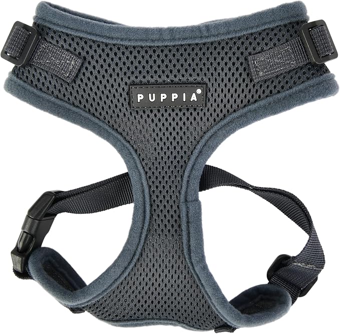Puppia RiteFit Dog Harness Mesh Over-The-Head All Season No Pull No Choke Walking Training Adjustable Neck & Chest for Small & Medium Dog - Grey - Medium