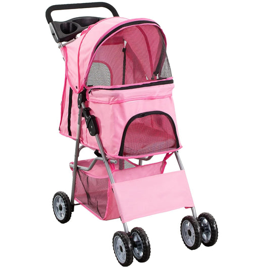 VIVO 4-Wheel Pet Stroller - Pink (STROLR-V001N)